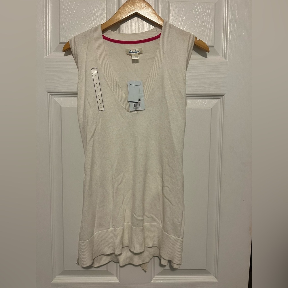 MWT New Lady Hagen Cream Sleeveless Sweater Tank Top Size L